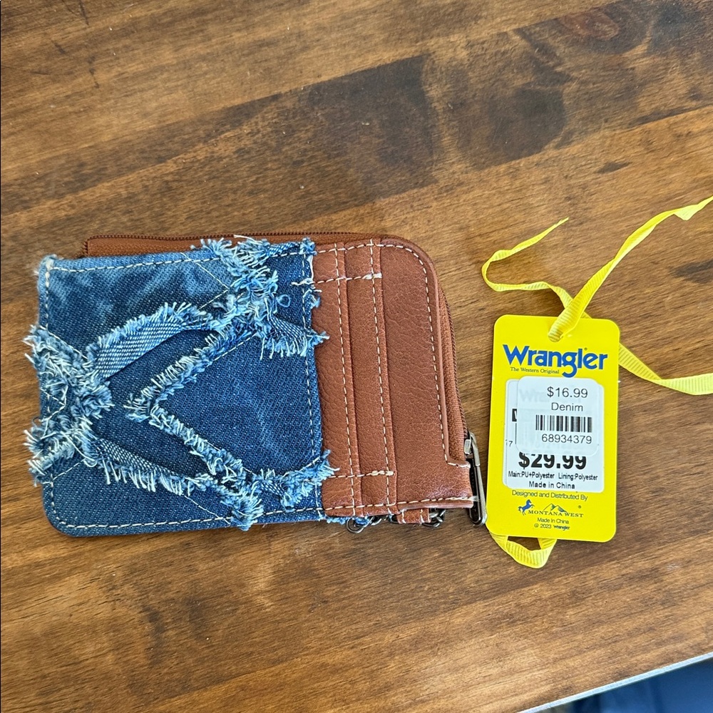 Wrangler Denim and Brown Leather Wallet - Picture 2 of 2